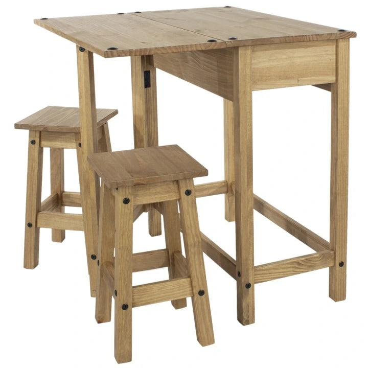 3-teiliges Esszimmer-Set mit Klapptisch aus Kiefernholz