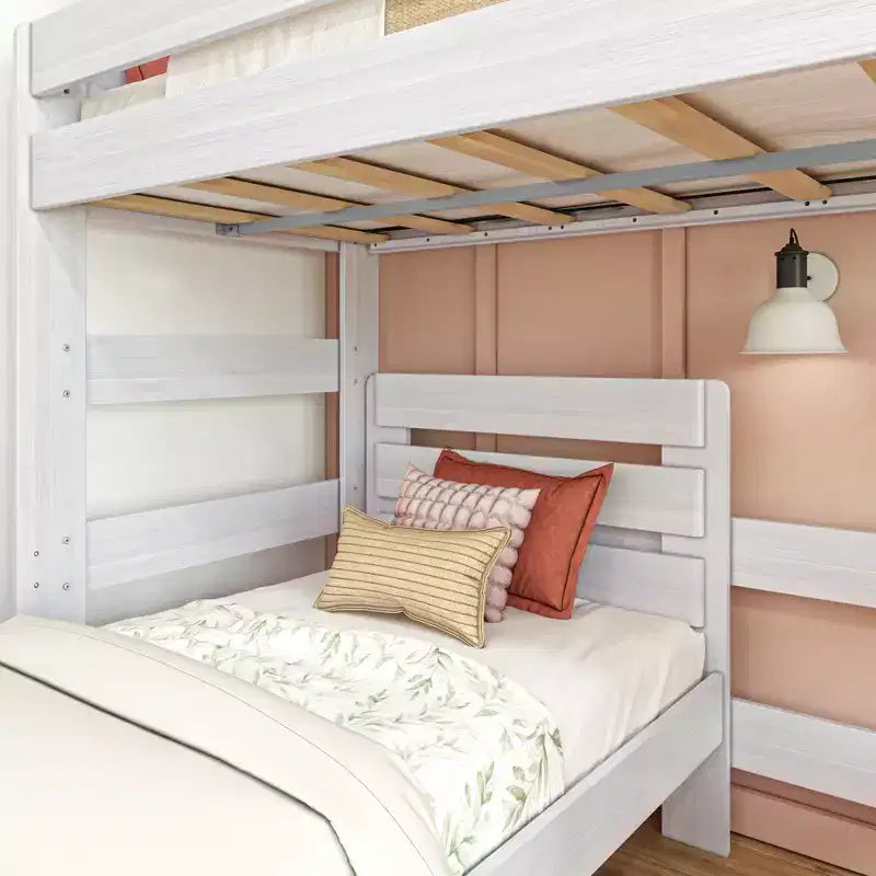 Max & Lily Etagenbett aus Massivholz im modernen Landhausstil, L-förmiger Bettrahmen mit zwei Einzelbetten für Kinder