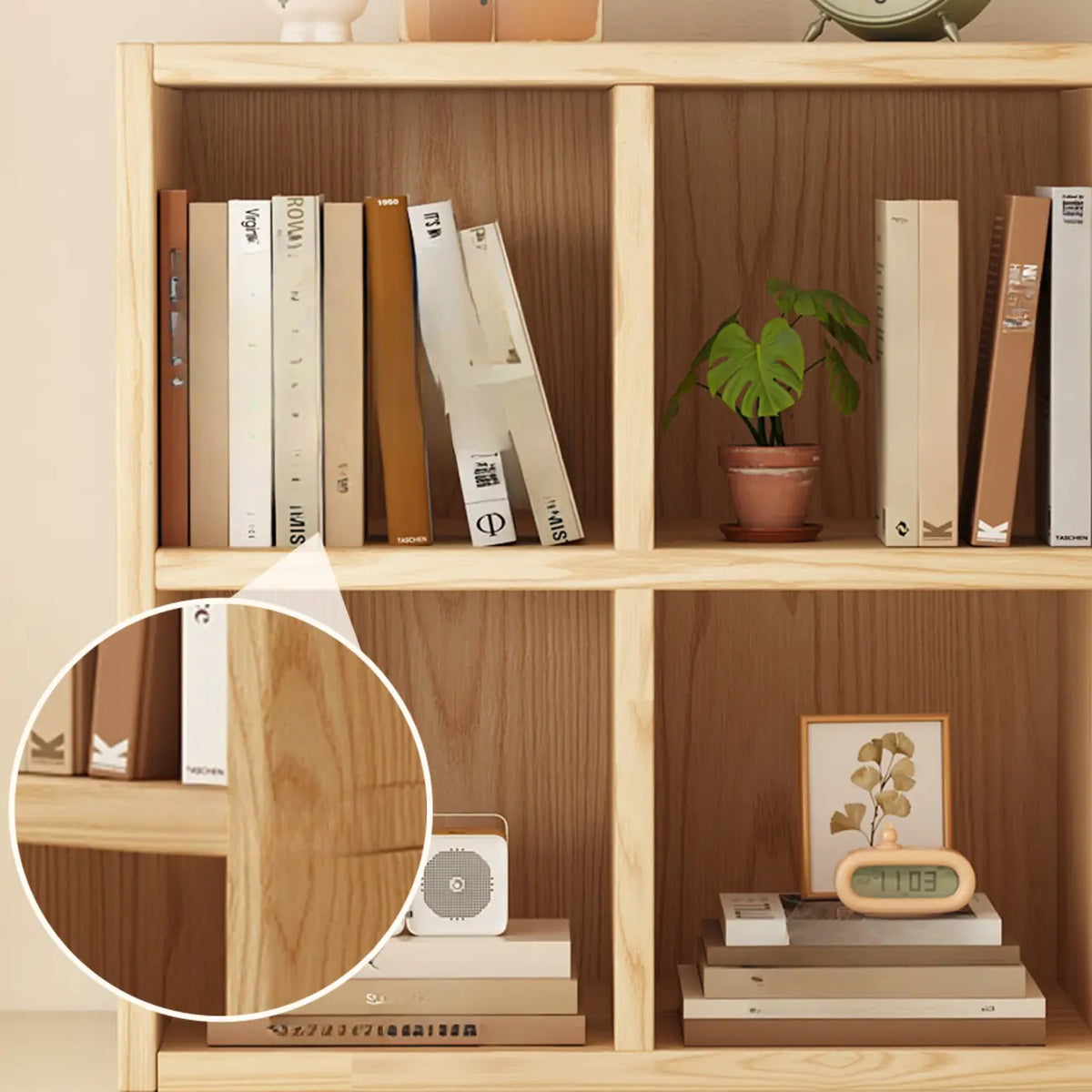 Modernes horizontales 8-faches Holzregal in Natur-Optik