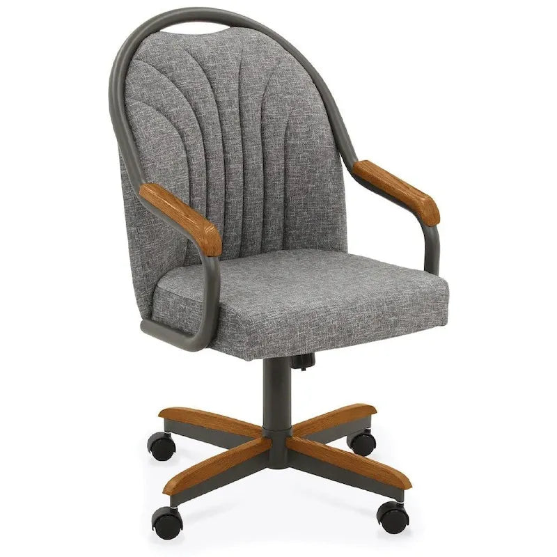 Chromcraft Douglas Esszimmerstühle mit Rollen in Kastanienbraun, graues Finish (2er-Set)