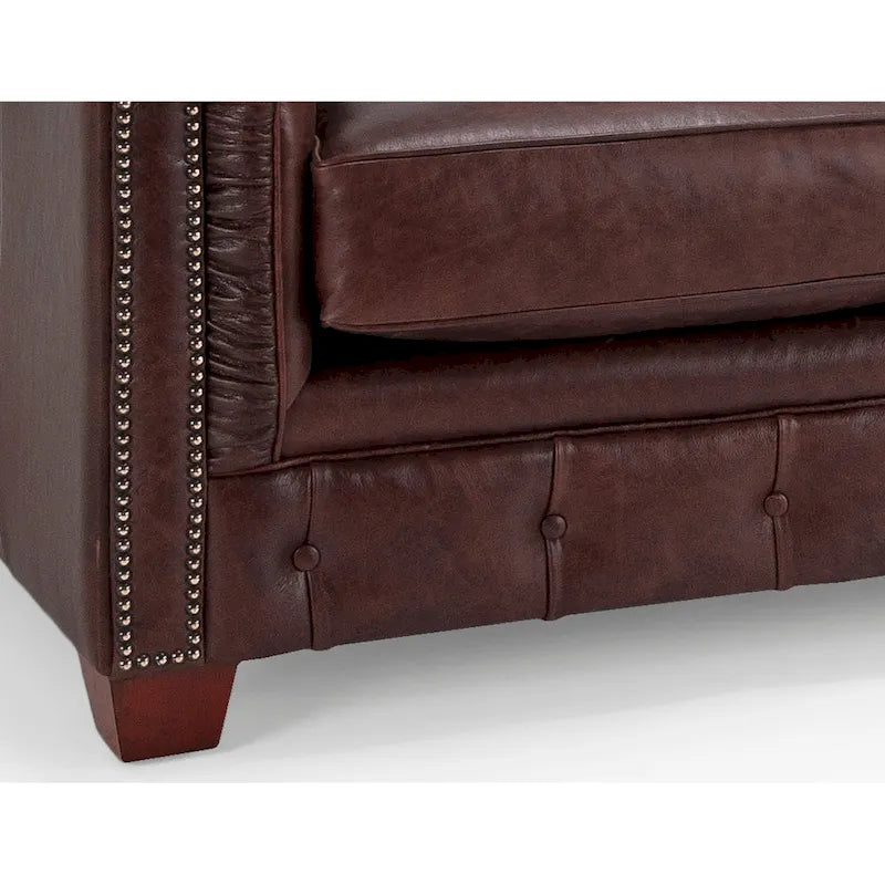 Hancock Chesterfield-Sofa mit Tufting aus genarbtem italienischem Leder – 79 H x 218 B x 102 T (cm)