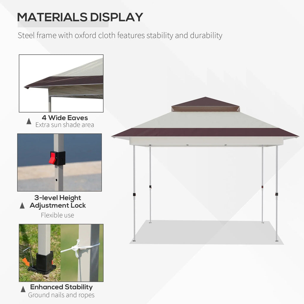Outsunny 3,6 x 3,6 m Faltpavillon mit Moskitonetz, höhenverstellbar in 3 Stufen