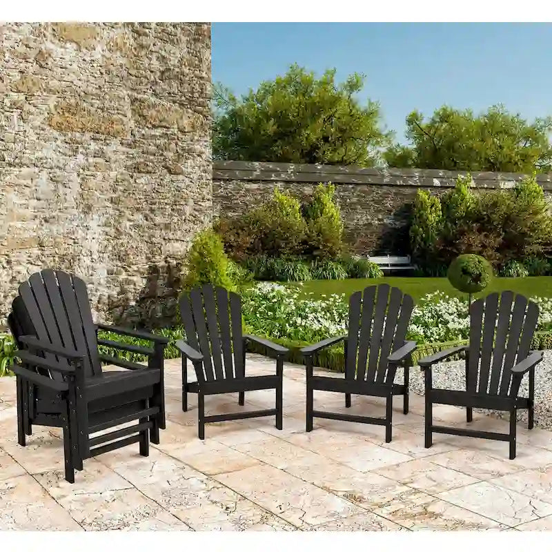 Vrakae 6er-Set stapelbarer Adirondack-Gartenstühle aus HDPE für jedes Wetter
