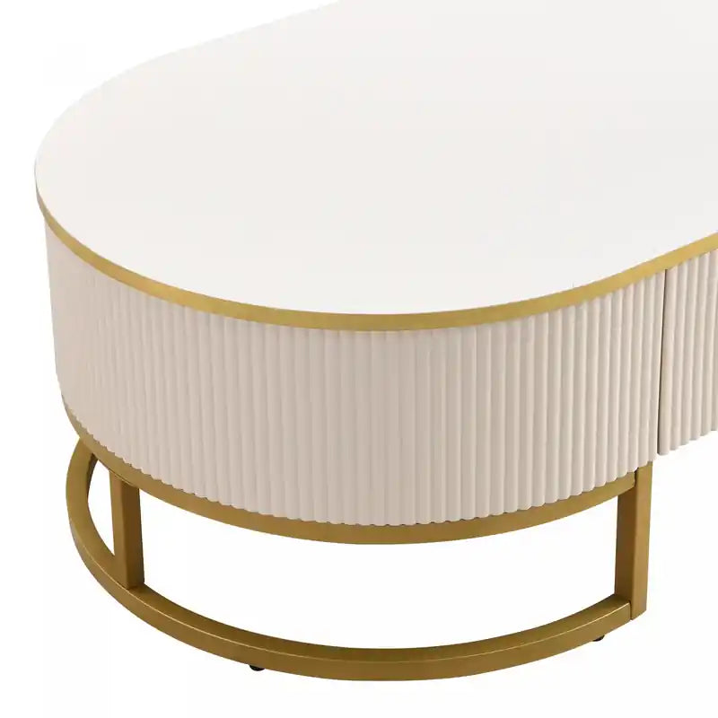 47,2" ovaler Couchtisch aus Holzwerkstoff mit Schubladen BranchedWood Coffee Table With Storage Drawers
