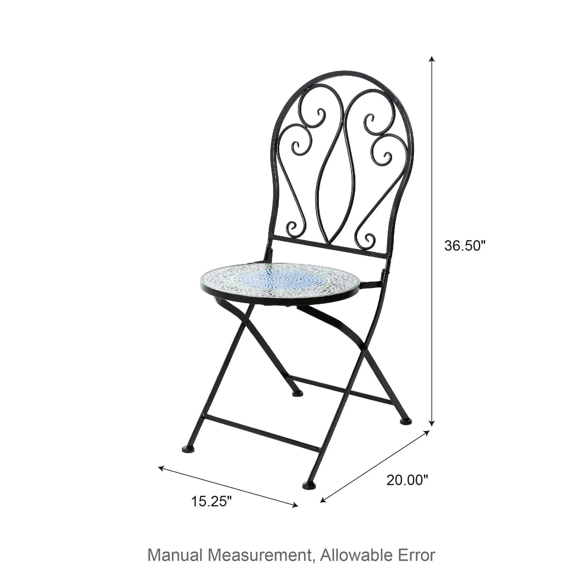 Glitzhome Klappbares Bistro-Set aus Metall für den Außenbereich, 3-teilig, Terrassentisch und Stühle