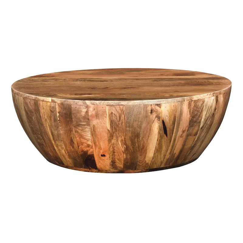 Arthur Couchtisch aus Mangoholz, rund, Dunkelbraun