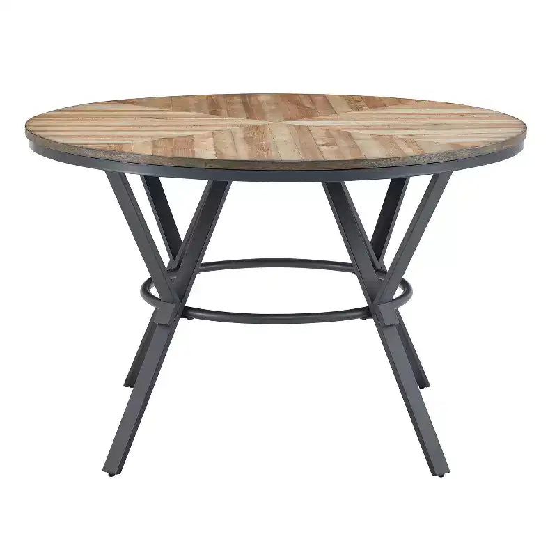 5-teiliges Esstisch-Set mit 4 Essstühlen und rundem/eckigem Tisch, Schwarz+Natur/Walnuss-ModernLuxe