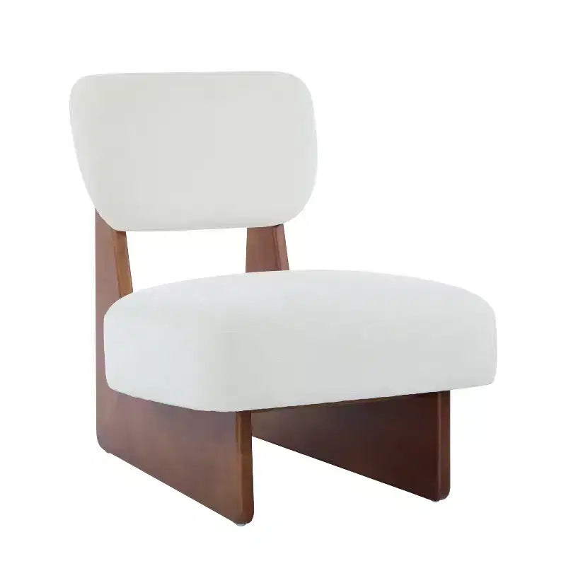 Set aus 2 modernen beigen Loungesesseln mit Polyesterbezug, stabilem Holzgestell, für verschiedene Räume