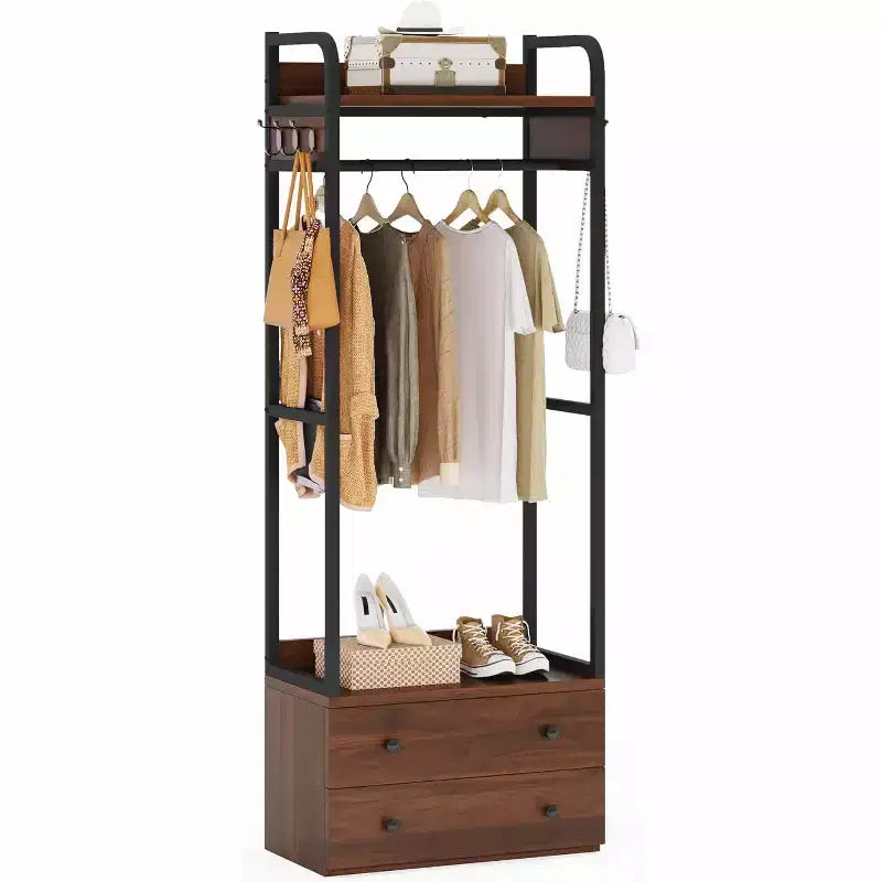 Lantine freistehender Kleiderschrank-Organizer, kleiner Kleiderständer mit Schubladen und Ablagen, robuster Kleiderständer für Flur, Eingangsbereich und Schlafzimmer