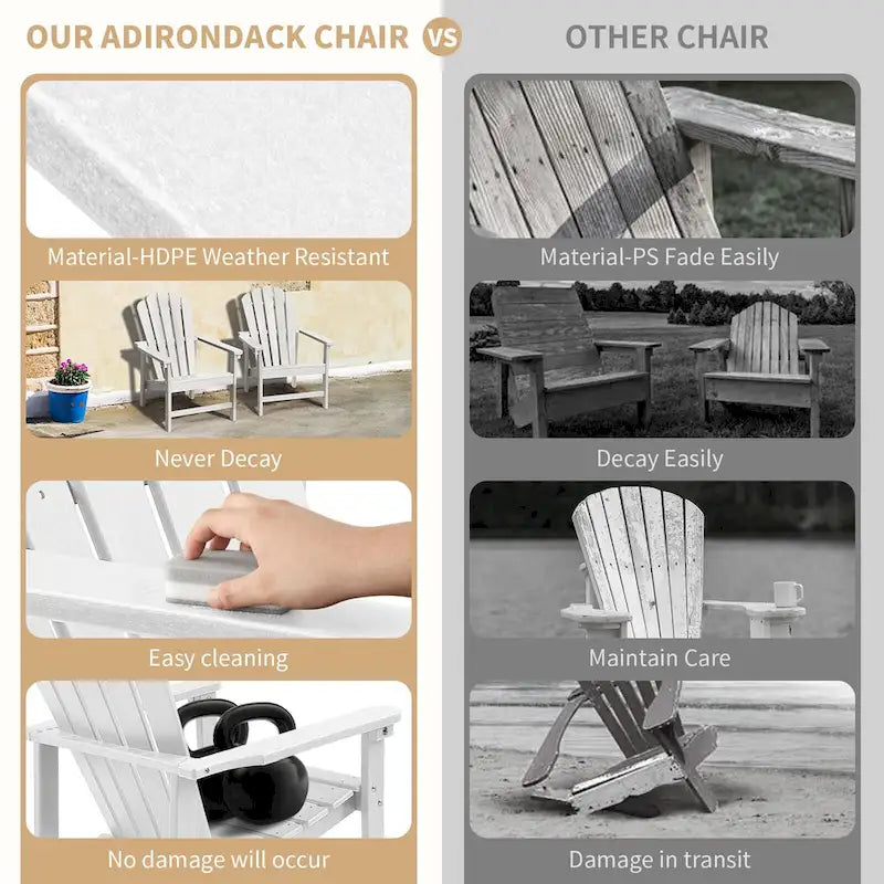 Vrakae 6er-Set stapelbarer Adirondack-Gartenstühle aus HDPE für jedes Wetter