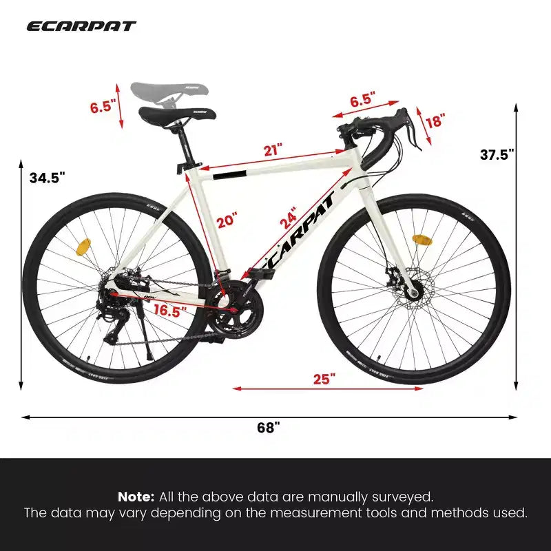 Whisen Rennrad, leichter Aluminiumrahmen, Scheibenbremsen, 16-Gang, schnelle Beschleunigung, geeignet für Damen und Herren