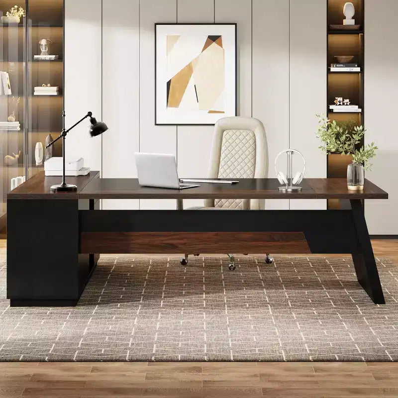 Lantine Modern 78 L-förmiger Chefschreibtisch mit Schubladen und seitlichem Aktenschrank
