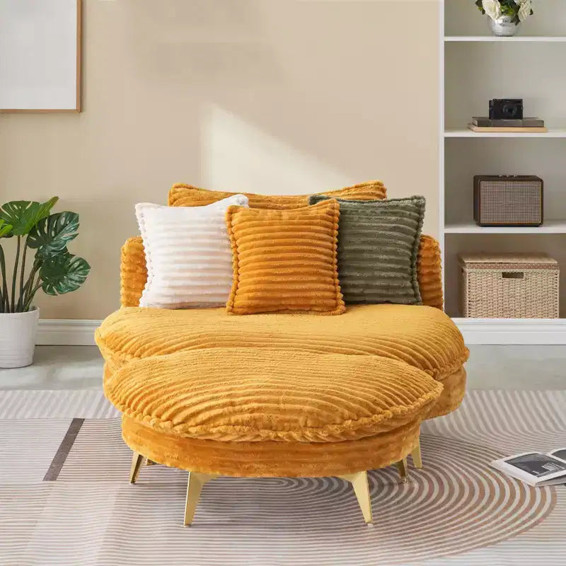 Moderner Sessel mit Hocker, gepolstertes extragroßes Einzelsessel-Sofa, tiefer Lounge-Sessel mit Fußstütze für Schlafzimmer, Wohnzimmer und Büro