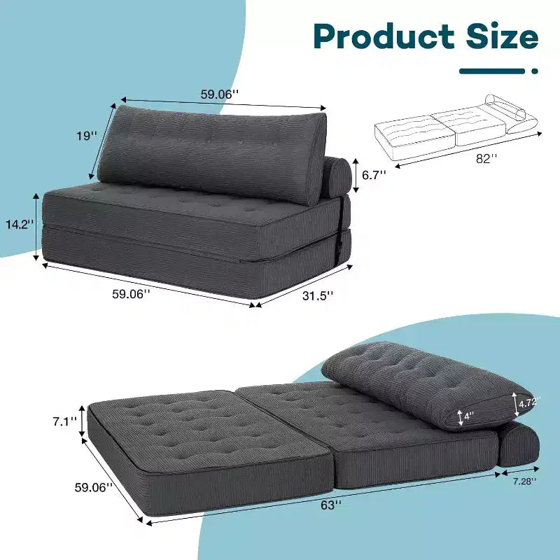 WARMOUNTS Klappbares Schlafsofa mit verstellbarer Rückenlehne, wandelbares Queen-Size-Schlafsofa für Wohnzimmer & Büro