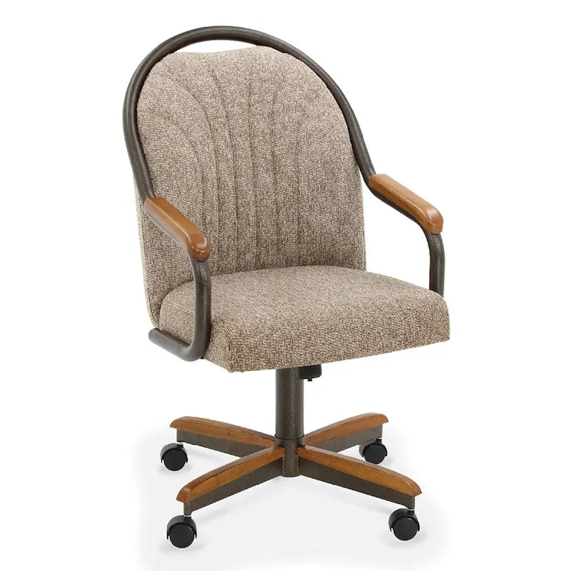 Chromcraft Douglas Esszimmerstühle mit Rollen in Kastanienbraun, graues Finish (2er-Set)