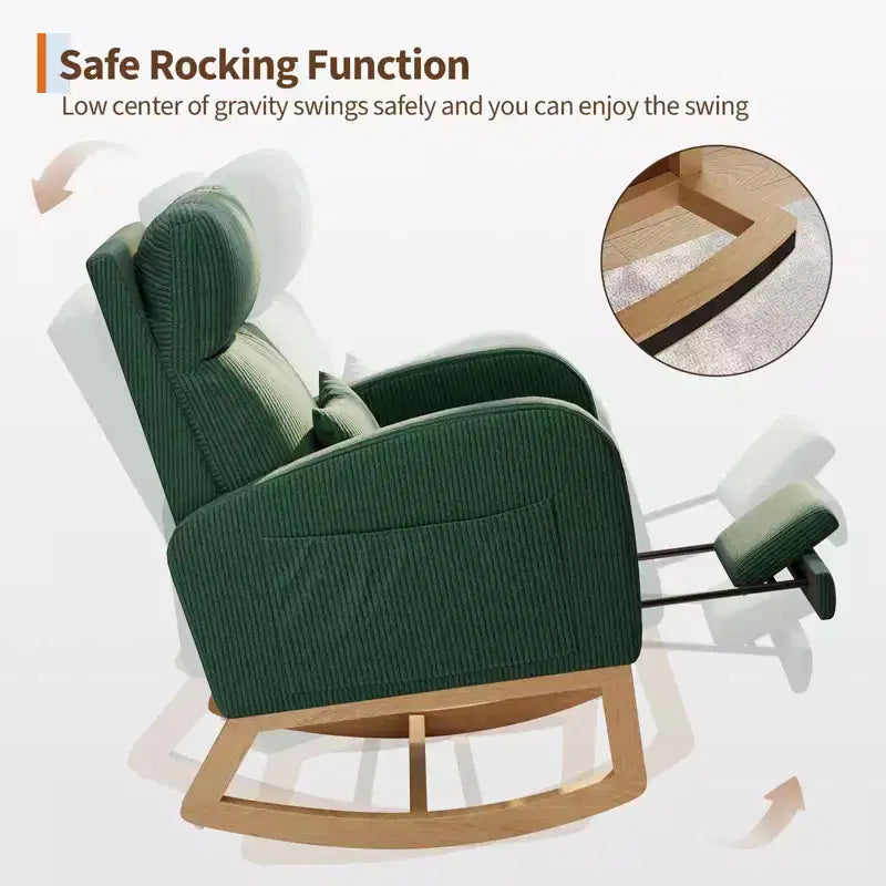 Moderner Schaukelstuhl mit Kissen & Seitentaschen, für Wohnzimmer, Schlafzimmer