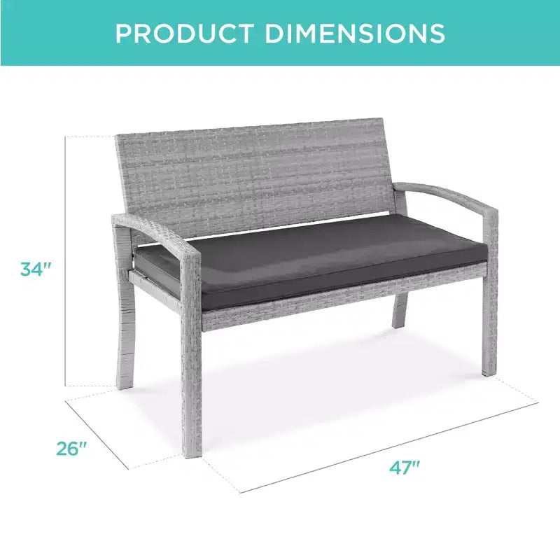 Best Choice Products 2-Sitzer-Outdoor-Korbsitzbank für Garten, Terrasse und Veranda mit 700-lb-Tragkraft und Polster