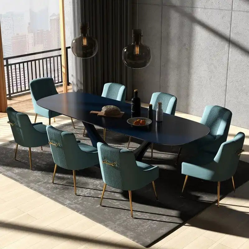 SEYNAR Moderner Glamour Samt-Esszimmerstuhl 8er-Set für das Esszimmer, getufteter Schminkstuhl für das Wohnzimmer (ohne Tisch)