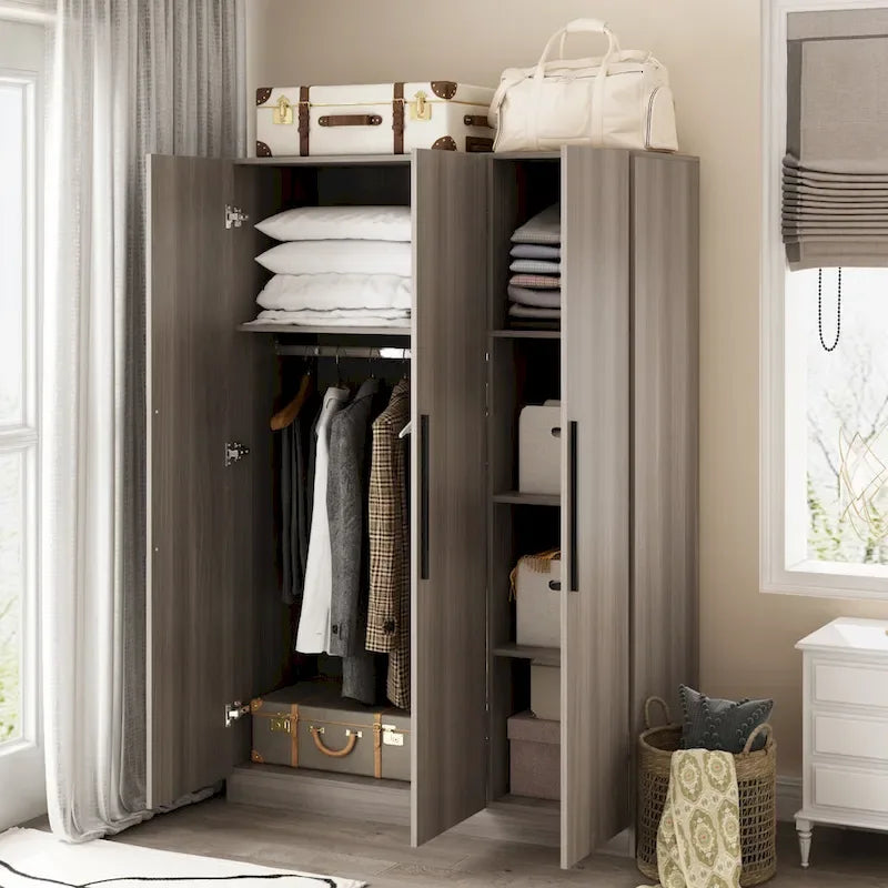 Timechee 47,2 Kleiderschrank Massivholzgriffe Weiß