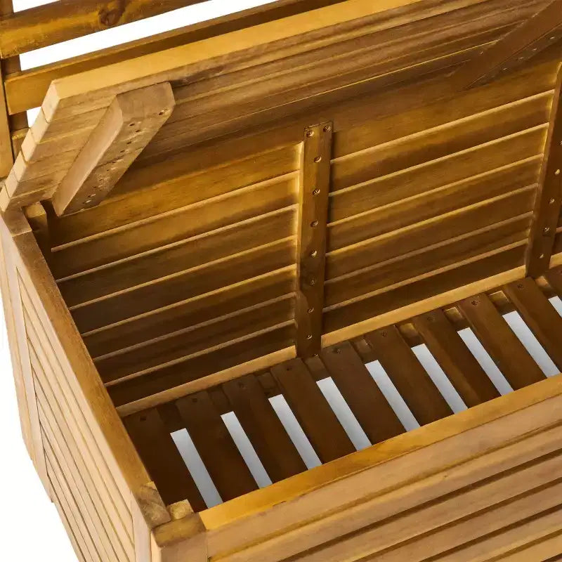 Christopher Knight Home Andrusia Rustikale Garten-Aufbewahrungsbank aus Akazienholz mit Ablage, Teak-Optik