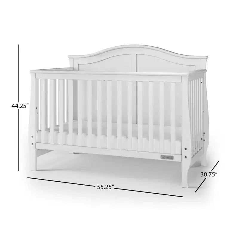 4-in-1-Wandlungsfähiges Babybett, wandelbar zum Tagesbett, Kleinkindbett und Full-Size-Bett, 3 Matratzenpositionen, babyfreundliche Oberflächenbeschichtung