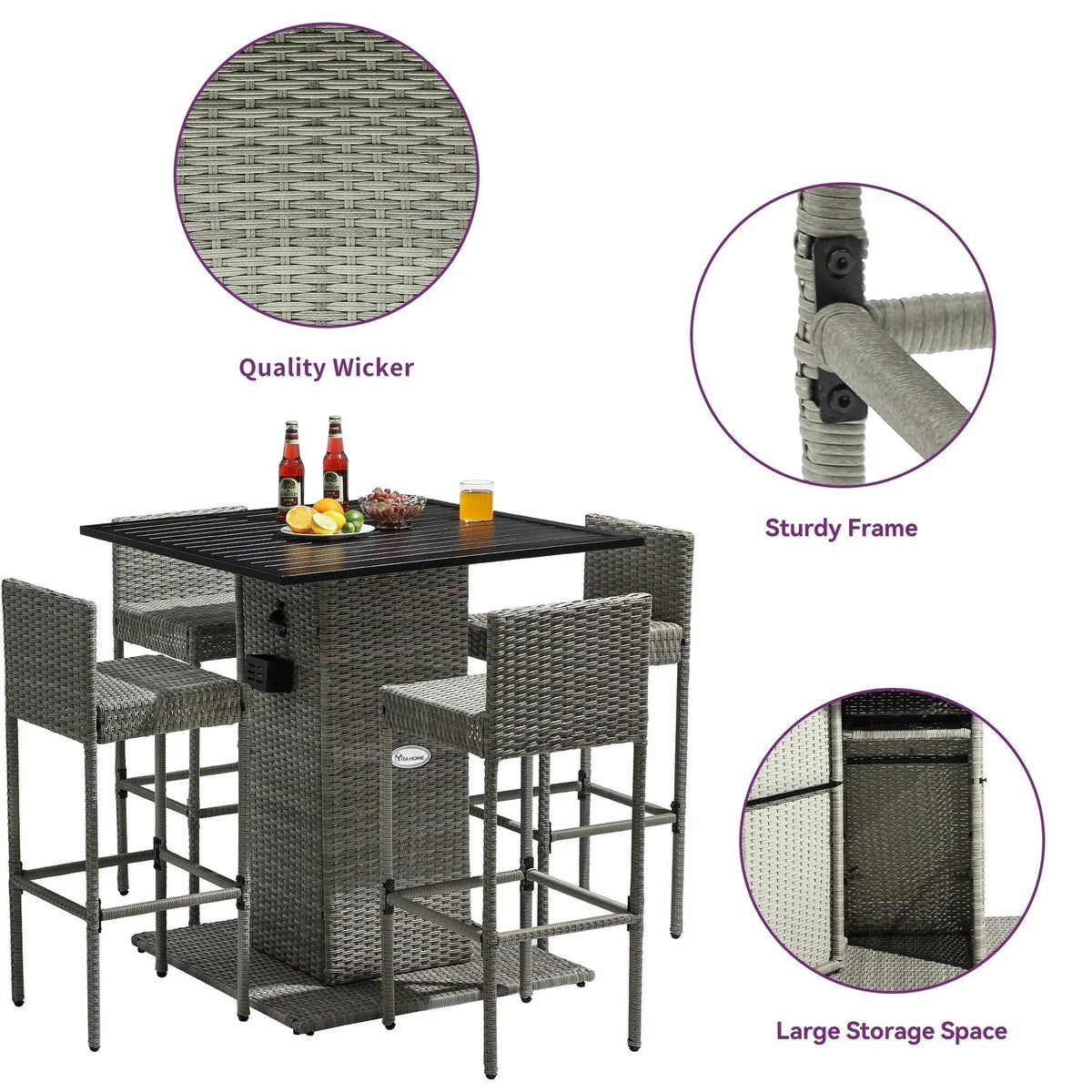 Moasis 5-teiliges Outdoor-Möbel-Set aus Polyrattan – 5-teilig