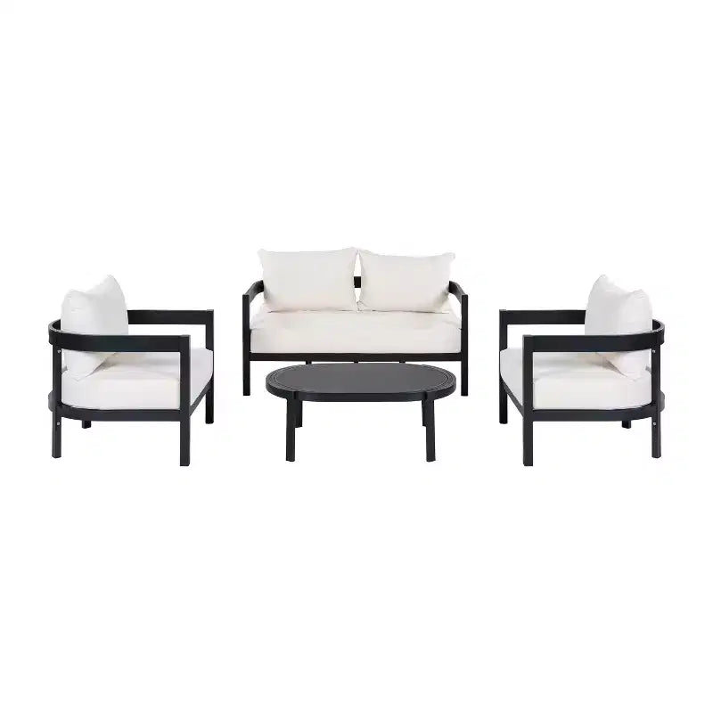 ModernLuxe 4/5-tlg. Outdoor-Sofaset, Terrassen-Sitzgruppe mit Couchtisch, wetterfesten Kissen & rostbeständigem Rahmen
