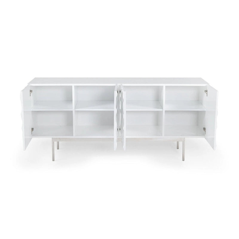 Modernes Sideboard in Weiß Hochglanz mit Soft-Close-Türen