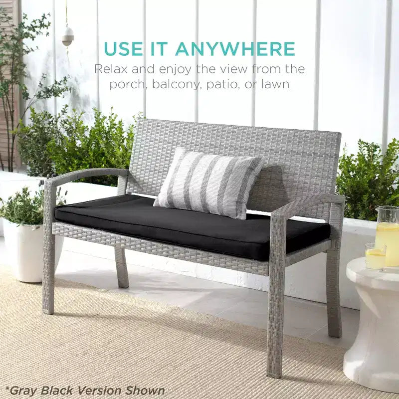Best Choice Products 2-Sitzer-Outdoor-Korbsitzbank für Garten, Terrasse und Veranda mit 700-lb-Tragkraft und Polster