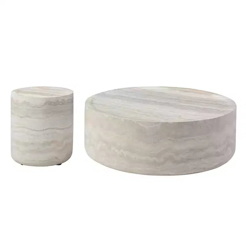 Runder Couchtisch Faux MARS Muster Cocktailtisch Beistelltisch Wohnzimmertisch Sofatisch - ModernLuxe