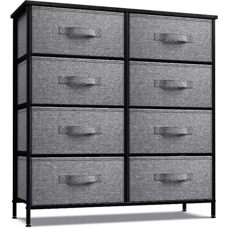 Sorbus Kommode mit 8 Schubladen – Aufbewahrungsmöbel mit Stahlrahmen, Holzoberfläche und Stoffkörben – für Schlafzimmer, Kleiderschrank, Büro und mehr