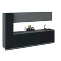 Küchen-Kollektion Elegant, schwarze Basis, Größe 11 Fuß breit - 135x24