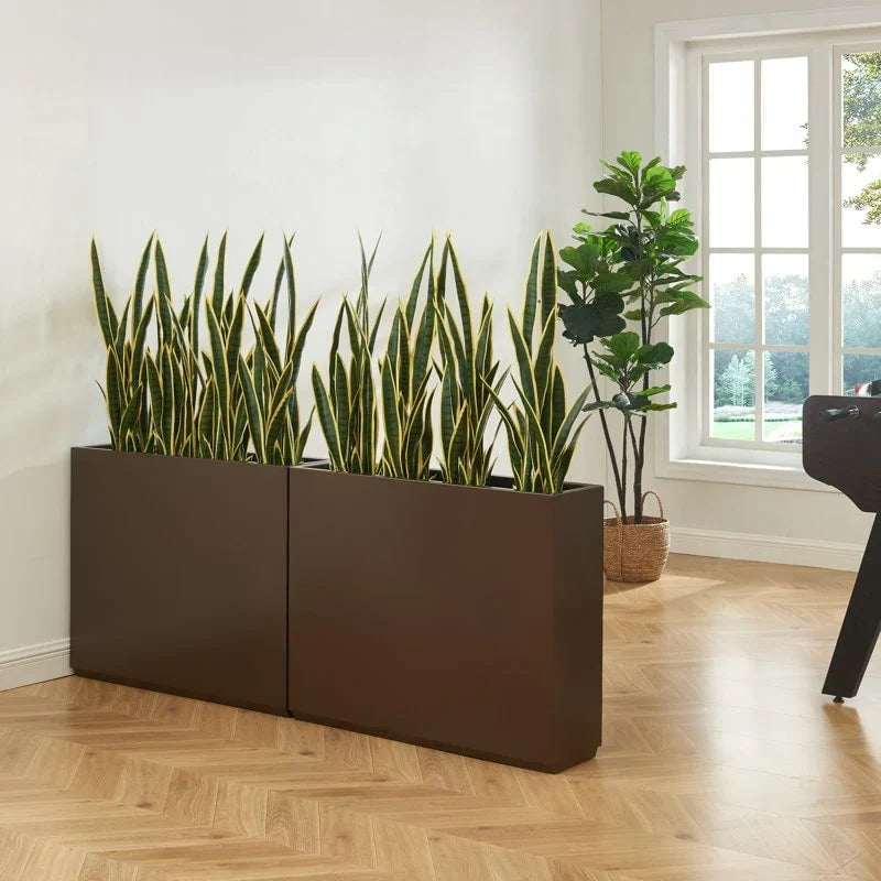 Schwerer metallischer Pflanzkübel für Außenpflanzen, 38L x 10B x 30H Zoll, hohe und lange Pflanzbox mit Metallteiler – 38 x 30 x 10