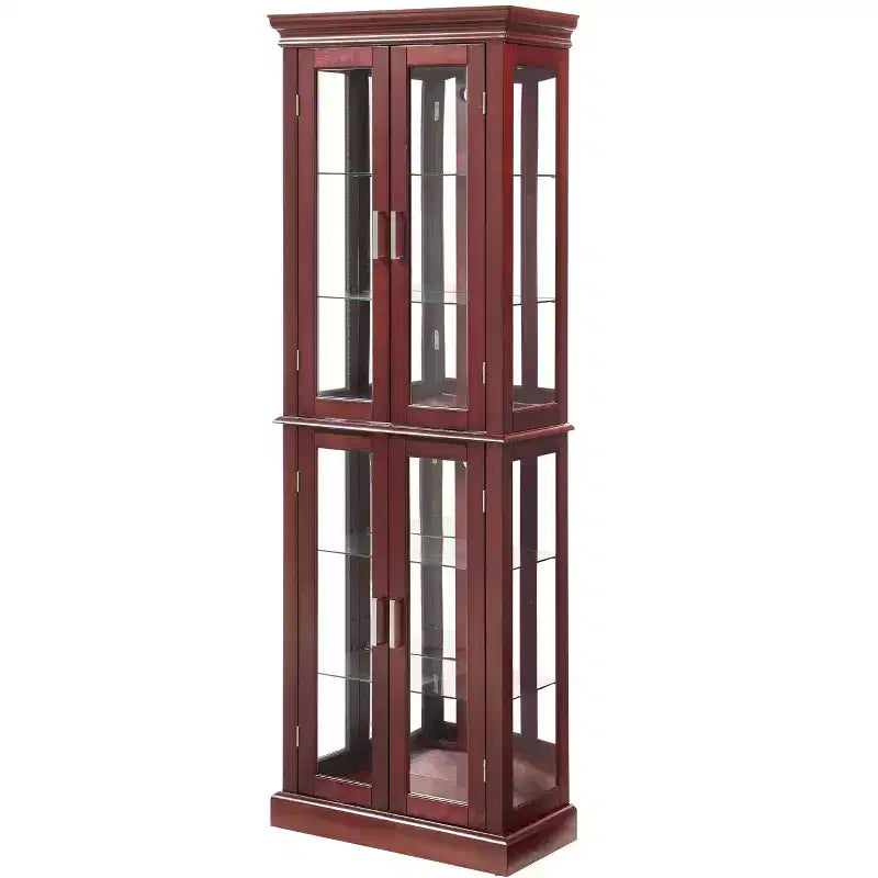 Vitrine, Wohnvitrine mit 6 verstellbaren Einlegeböden und Türen aus gehärtetem Glas, hoher Schrank für Wohnzimmer, Schlafzimmer