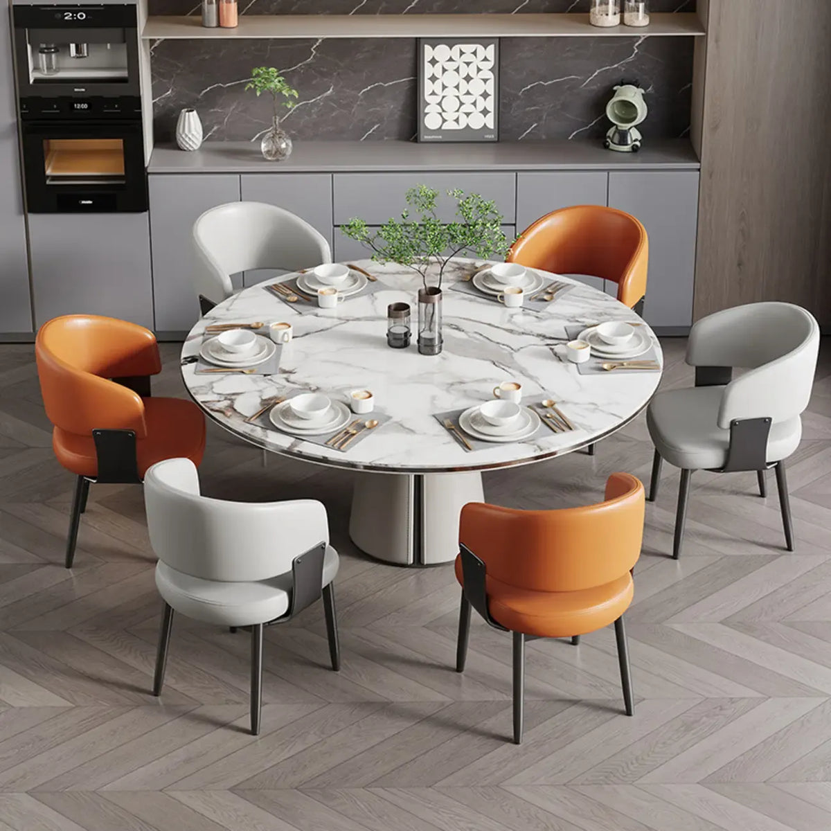 Modern gepolsterter Esszimmerstuhl in Glam-Optik mit Lederbezug