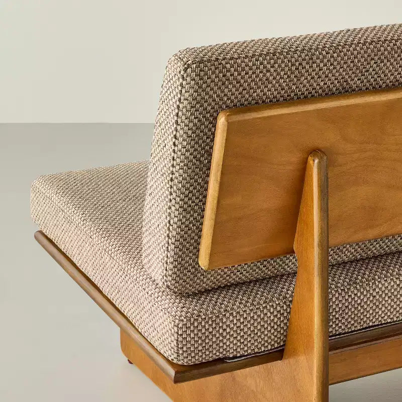 Polsterbank im Mid-Century-Stil mit Pilzgeflecht und Rückenlehne – Hearth & Hand? with Magnolia