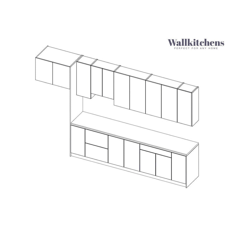 Küche Timeless Kollektion Grau & Weiß Hochglanz Farbbasis Größe 13Ft Breite - 157x24