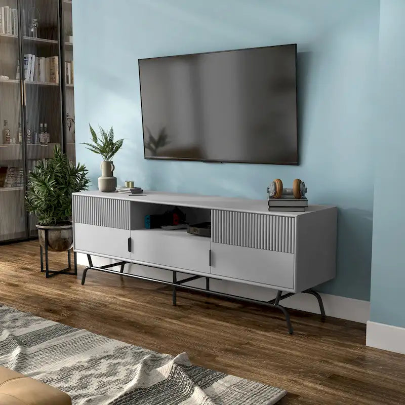 DH BASIC Modern 60-Zoll-TV-Lowboard mit 3 Schubladen und Kabeldurchführung von Denhour