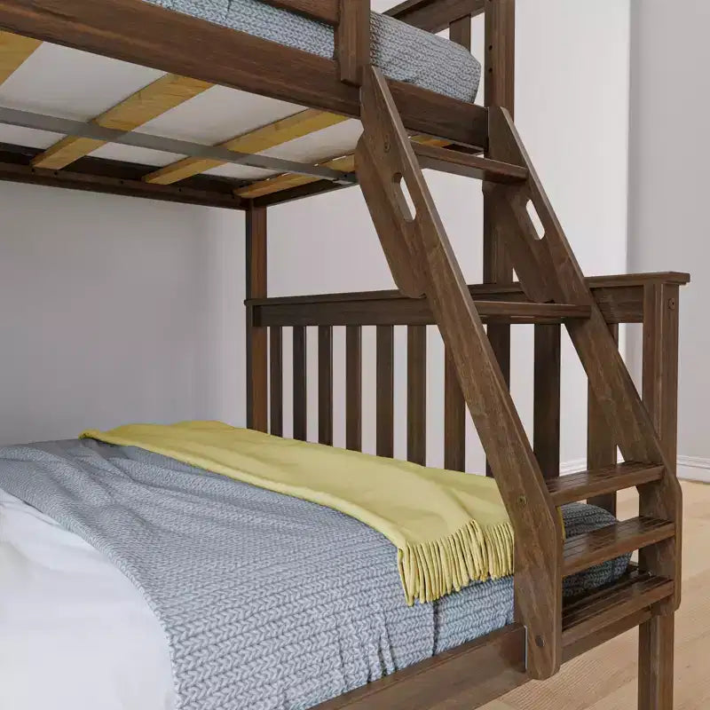 Max & Lily Etagenbett, oben Einzelbett, unten Doppelbett, Massivholz-Etagenbett mit Leiter für Kinder