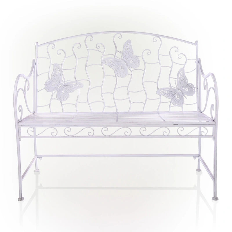 Alpine Corporation 44-Liter klassische Gartenbank aus Metall für 2 Personen, für den Innen- und Außenbereich