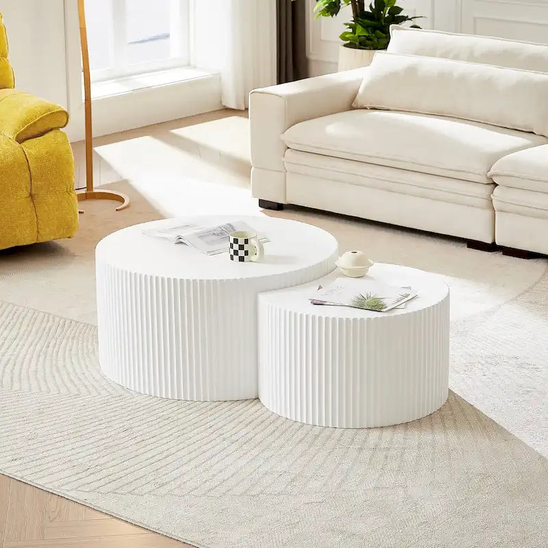 Modernes, glamouröses rundes Satztisch-Set für das Wohnzimmer (2-tlg.), nicht montiert