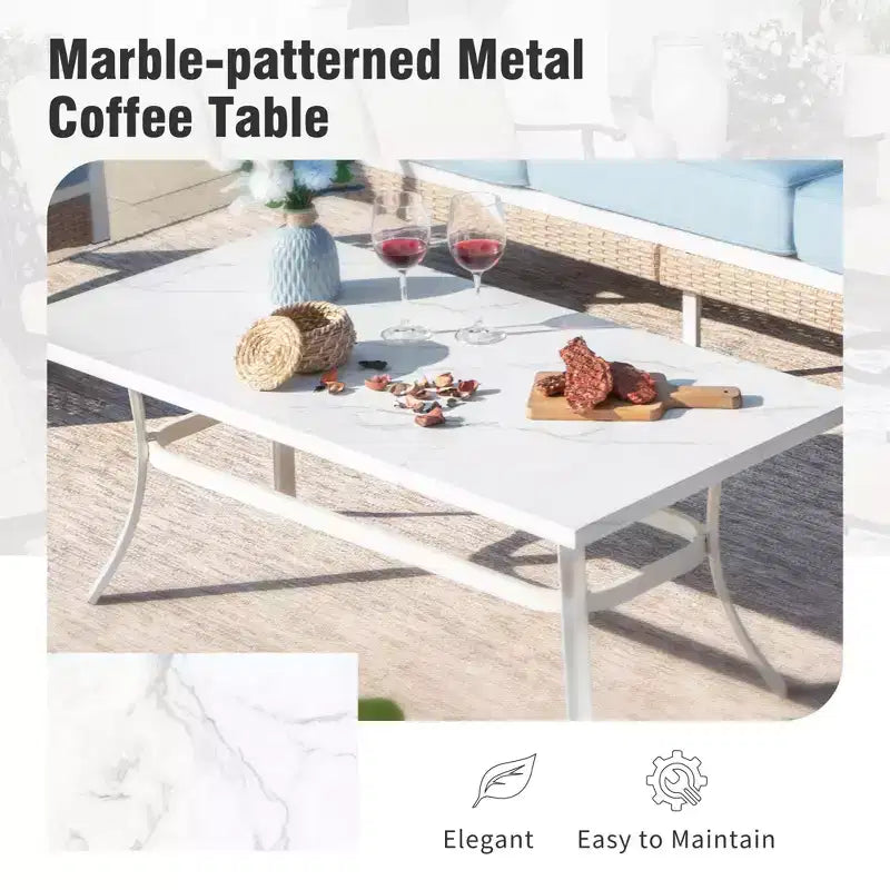 Captiva Designs 5-teiliges extra großes Outdoor-Lounge-Set aus Metall und Rattan mit drehbaren Sesseln mit Gitterrückenlehne und 2-Sitzer-Sofa