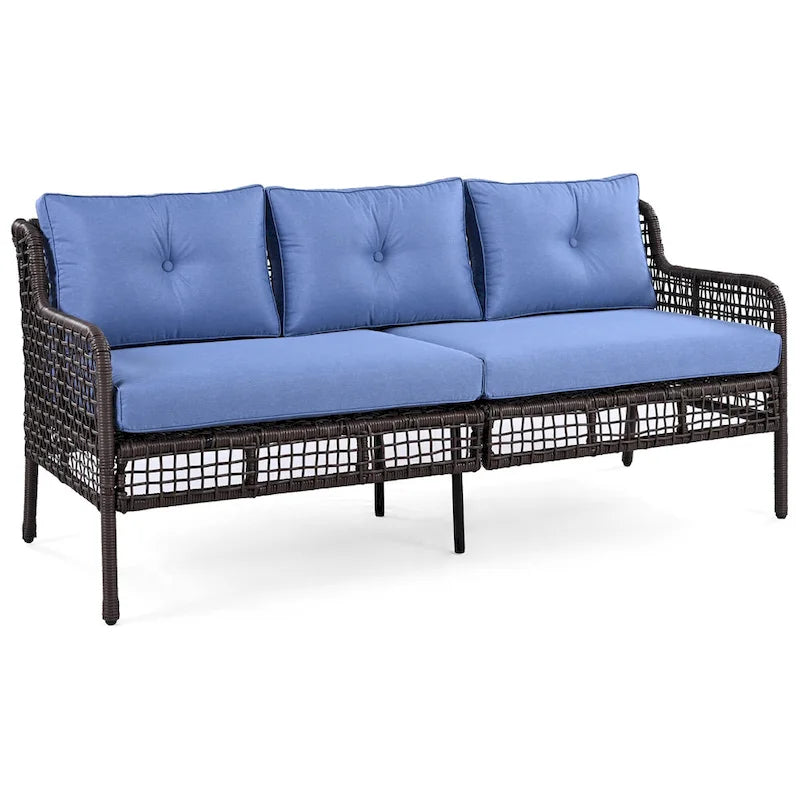 4-teiliges Outdoor-Rattangarniture-Set mit Drehstühlen und Couchtisch