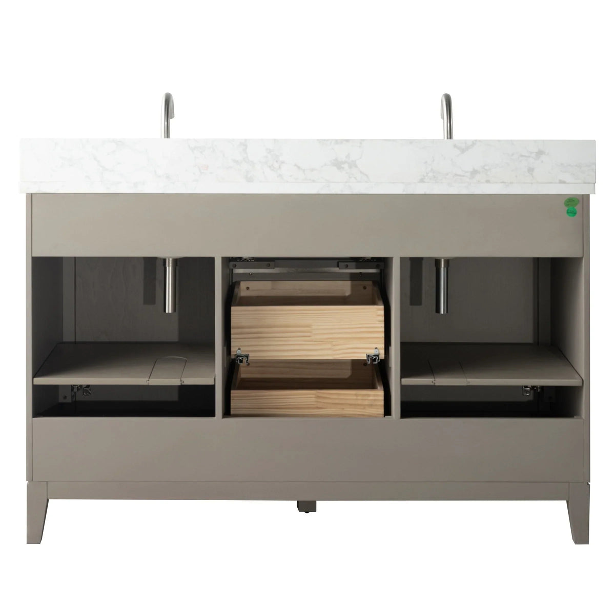 Vanity Art Badezimmerschrank mit Keramikwaschbecken und Platte aus technischem Marmor