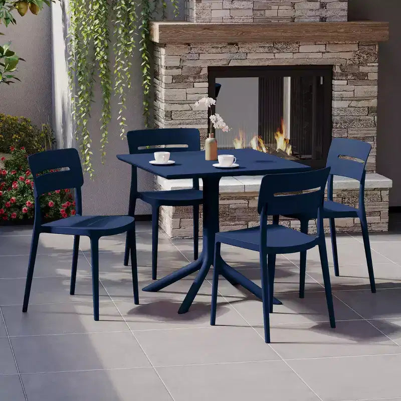 WestinTrends Playa Modern 5-teiliges Essgruppe aus Kunstharz für die Terrasse mit stapelbaren Terrassenstühlen