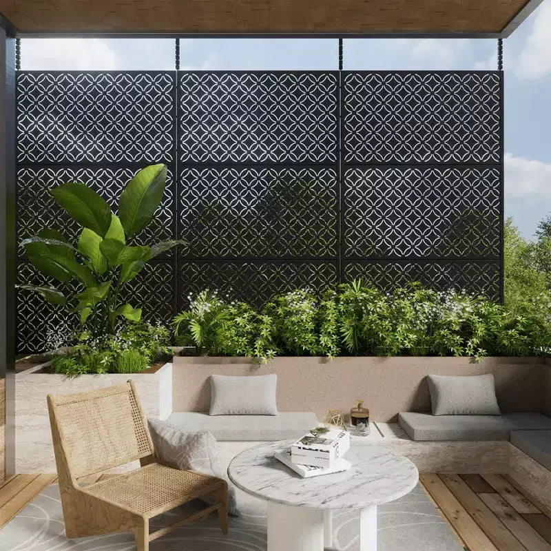 MAYEERTY Sichtschutz aus verzinktem Stahl für den Innen- und Außenbereich, freistehender dekorativer Raumteiler für Balkon und Garten, 1 Stück