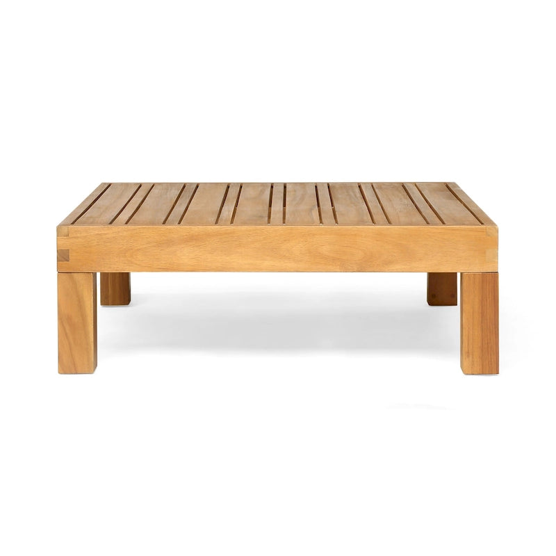 Oana Gartenmöbel-Set aus Akazienholz mit linkem Armteil, bestehend aus 2-Sitzer-Sofa und Couchtisch, inklusive Sitzkissen, von Christopher Knight Home