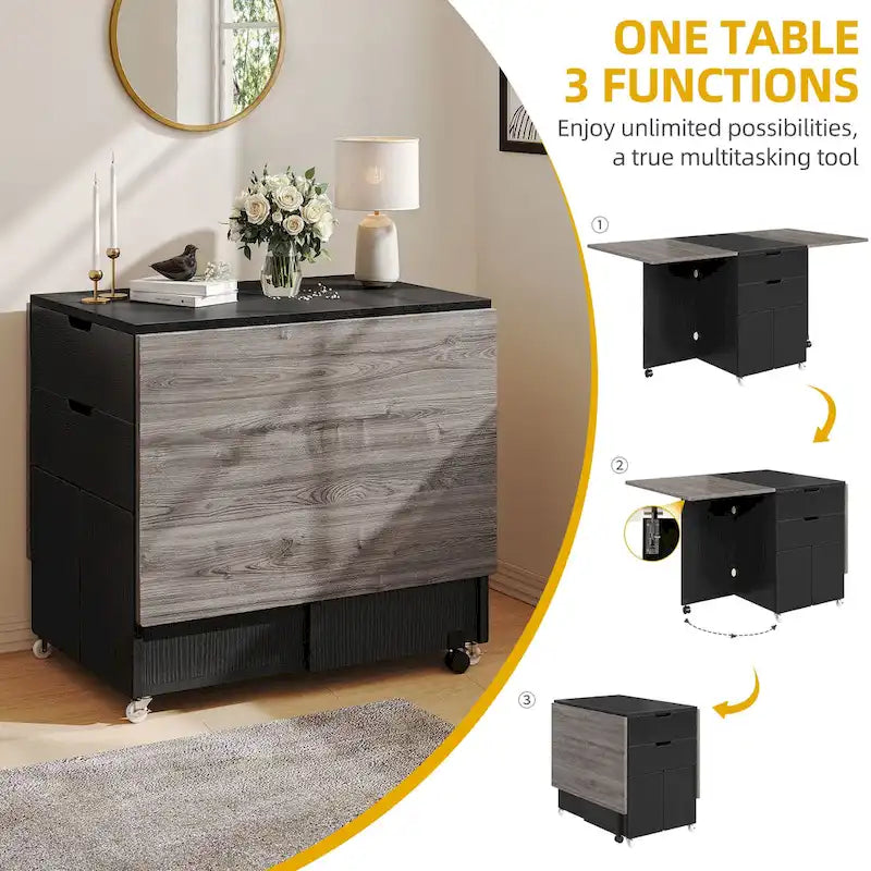 Moasis 5-teiliges 7-teiliges klappbares Esszimmerset mit Klapptisch und Aufbewahrungshockern für bis zu 6 Personen