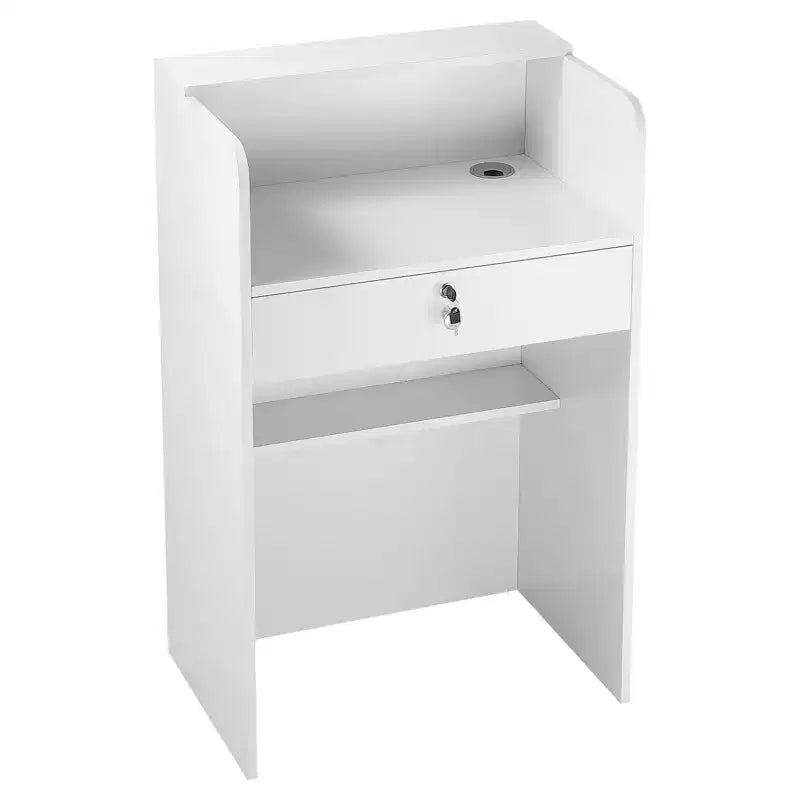VEVOR Empfangstheke, 60 cm rechteckiger Empfangstresen, moderner Büro-Empfangstisch mit Schublade, kleiner minimalistischer Verkaufstresen, Weiß