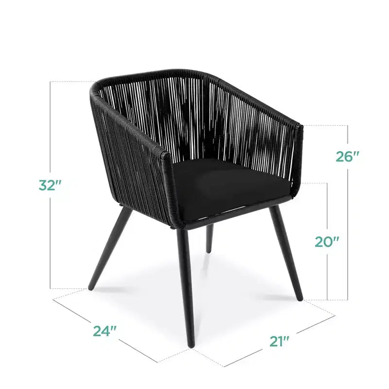 Best Choice Products Set aus 2 Outdoor-Esszimmerstühlen für die Terrasse, Sitzfläche aus geflochtenem Korbgeflecht, Belastbarkeit: 113 kg